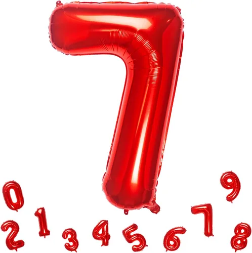 Vista 10 de Globos rojos de 32 pulgadas con el número 3 de aluminio, suministros de decoración de fiesta de cumpleaños (globo rojo del número 3)
