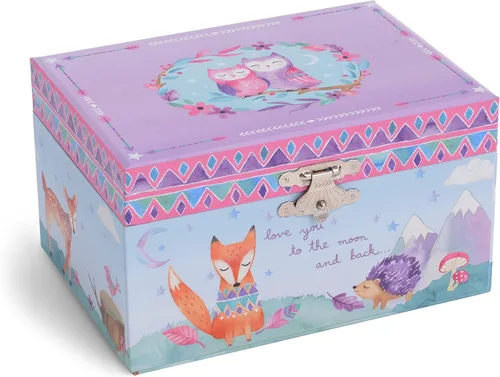 Vista 5 de Jewelkeeper Caja de almacenamiento de joyería musical para niña con caballo giratorio, paquete de diseño de granero con caja de almacenamiento