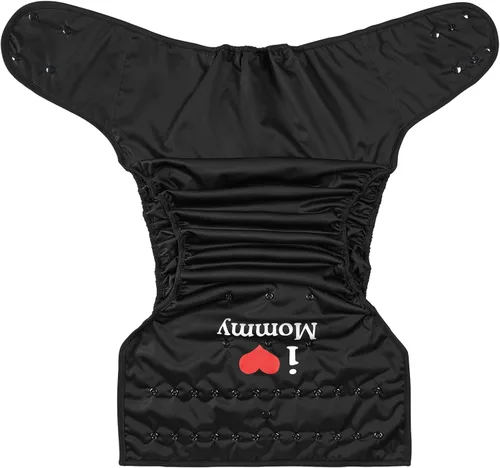 Vista 8 de Littleforbig Funda para pañales para adultos, lavable, ajustable, reutilizable, impermeable, talla única, color negro
