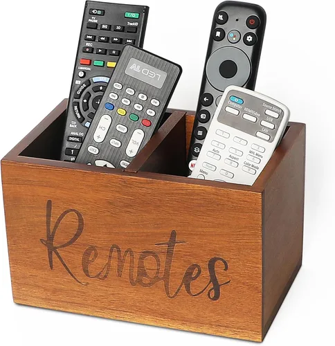 Vista 15 de Soporte para control remoto, soporte de madera para control remoto de TV para mesa, organizador remoto para decoración del hogar, caja remota
