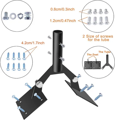 Vista 5 de Soporte de techo de acero para veleta de jardín con hardware, montaje de paletas ajustables para techos