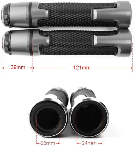Vista 2 de 7/8 '' 0.866 in motocicleta CNC aluminio Powersports manillar Grips con extremos de agarre para YZF R1 R3 R6 R25 R15 R125 600R negro