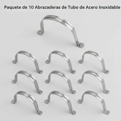 Vista 7 de QWORK Abrazadera de correa de tubo rígido de 4 pulgadas, paquete de 10 clips de tubo de soporte Strap-U, correa de acero inoxidable resistente