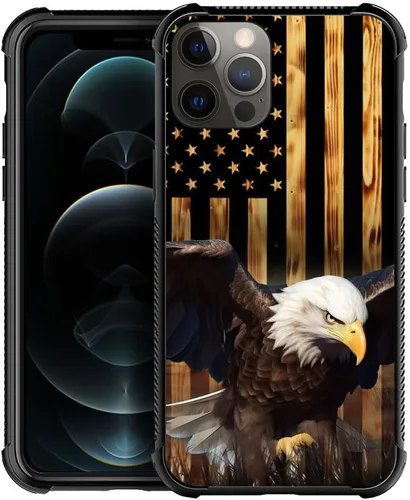 Vista 132 de Funda compatible con iPhone 8, a prueba de golpes, antiarañazos, bandera de ciervos de cola blanca de grano de madera estadounidense