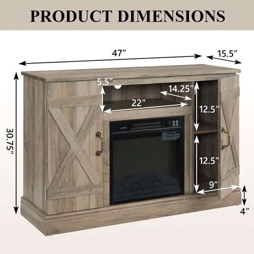 Vista 2 de LETESA Farmhouse Classic Media - Soporte de TV para TV de hasta 50 pulgadas, consola de TV de madera retro con armarios de almacenamiento abiertos