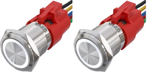 Vista 13 de APIELE Interruptor momentáneo de botón de encendido y apagado de 0.748 in de aleación de aluminio con cabezal de ojo de ángel LED de 12 V