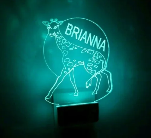 Vista 8 de Luz nocturna de jirafa con diseño de animales, multicolor, con enchufe LED, ultra delgada, suave al tacto, con sensor inteligente de atardecer a