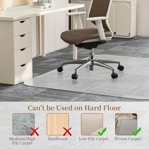 Vista 3 de Tapete para silla de oficina de 36 x 48 x 0.09 pulgadas para alfombra, tapete para silla de escritorio para suelos de alfombra con tachuelas