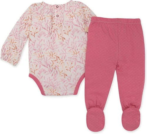 Vista 2 de Burts Bees Baby Unisex-Child Long Sleeve Footed Bodysuit & Tie-Up Pant Set