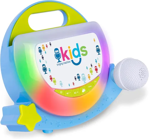 Vista 3 de Singing Machine Kids SMK929BG - Altavoz portátil con canciones pregrabadas y efectos de sonido, azul/verde