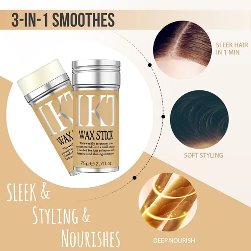 Vista 5 de Barra de Cera para Cabello para Cabellos Rebeldes – Barra de Cera para Peinar hacia Atrás para Mujeres y Niños Barra de Gel Capilar Ligera y No