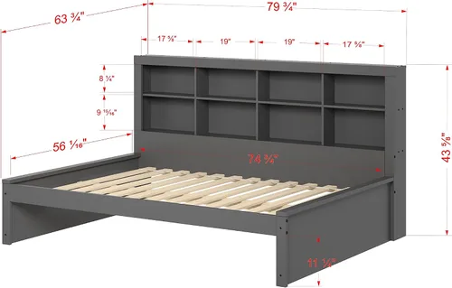 Vista 3 de Donco Kids Equable Modern - Estantería de sofá cama completa en acabado gris oscuro