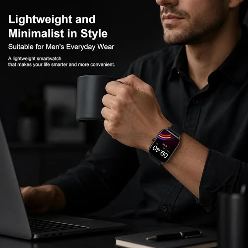 Vista 2 de Smart Watch for Men Women (Answer/Make Calls) 1.85" HD Step Activity Black Fitness Tracker Smartwatchr for Android iPhone Phones with Heart