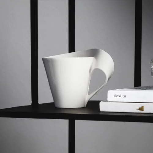 Vista 4 de Villeroy & Boch New Wave - Taza de té para café, 1 unidad (paquete de 1), color blanco Taza de té de porcelana, apta para microondas, perfecta
