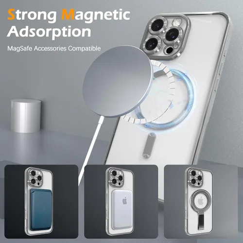Vista 4 de IAIYOXI Funda magnética transparente para iPhone 7 con protección completa de lente de cámara, compatible con MagSafe, funda de teléfono de TPU