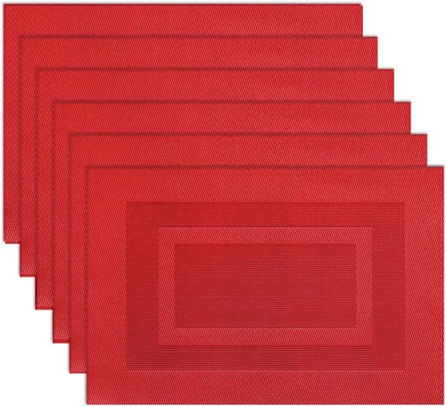Vista 32 de PIGCHCY Camino de mesa de 72 pulgadas, centro de mesa, juego de manteles individuales de vinilo tejido resistente al calor lavables (champán)