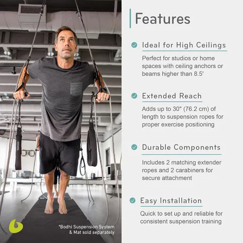Vista 4 de Balanced Body Bodhi - Kit extensor de cuerda con sistema de suspensión con 2 cuerdas y 2 mosquetones