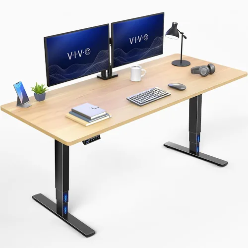Vista 36 de VIVO - Escritorio eléctrico de pie de 71 x 30 pulgadas con marco de bambú real, ajuste de pantalla táctil, soporte de marco de 176 lb, serie 2E