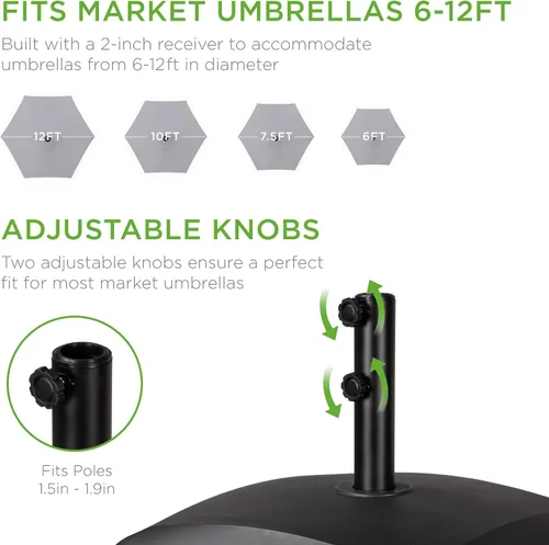 Vista 6 de Best Choice Products Base de Sombrilla Móvil Rellenable de Capacidad de 123 lb, Soporte de Mercado de Servicio Pesado para Patio, Terraza, Junto a