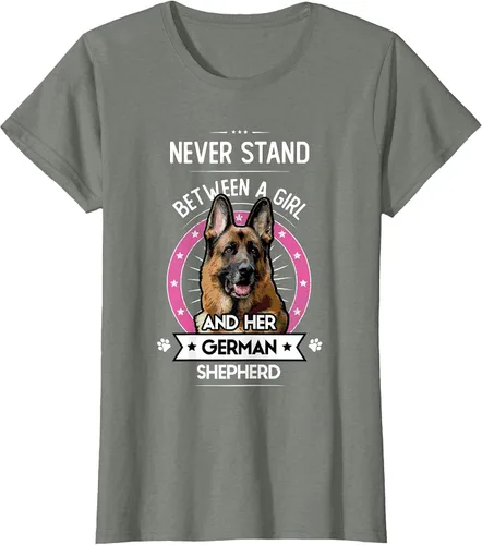 Vista 4 de Never Stand Between A Girl and Her German Shepherd T-Shirt Asphalt Grey