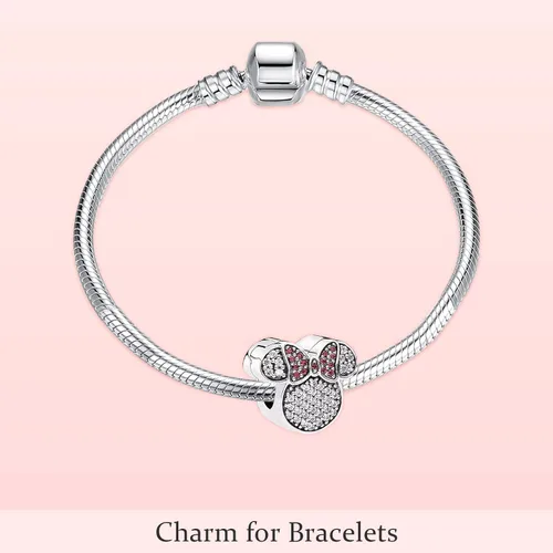 Vista 4 de H.ZHENYUE Mickey S925 - Dije de plata de ley para pulsera, collar, regalo para mujeres y niñas