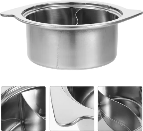 Vista 6 de ERINGOGO Olla caliente con divisor, olla antiadherente de acero inoxidable para Shabu Shabu, olla de sopa de doble cara, china para inducción