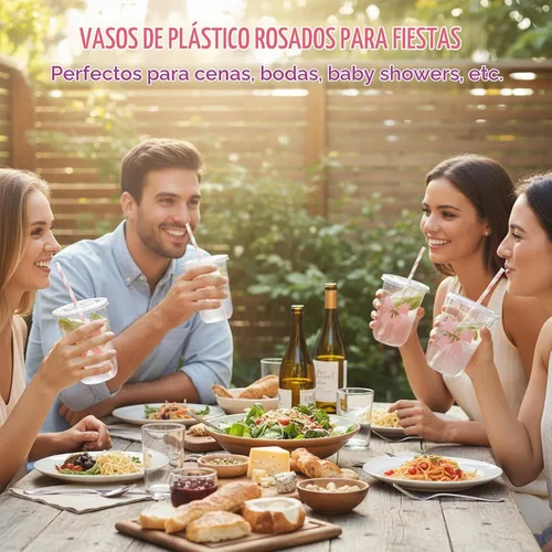 Vista 7 de LemonRoad - Juego de 50 tazas de lazo rosa de 16 onzas para decoración
