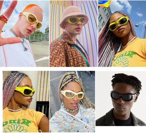 Vista 5 de Y2K - Lentes de sol envolventes futuristas de moda ovalados para hombres y mujeres (color rosa, talla M)