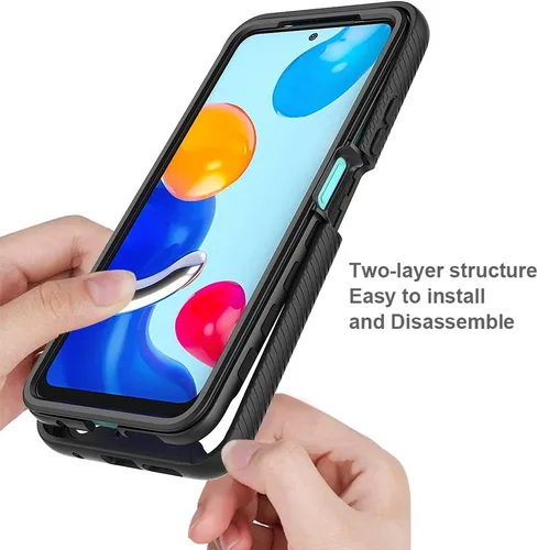 Vista 3 de Funda para Xiaomi Redmi Note 11 - Funda protectora anticaída, amortiguadora - Negro