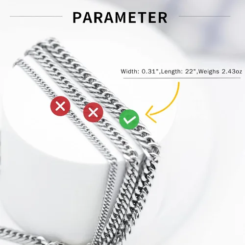 Vista 2 de 2025 Upgraded Cuban link for men,mens stainless steel silver chain chains necklace women ,hip hop jewelry cuba rope choker necklaces miami neck