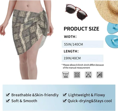 Vista 7 de DKJlitter Women Chiffon Short Sarongs, Beach Wrap Skirts Bikini Swimsuit Cover Ups