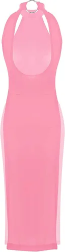 Vista 7 de Yartina Vestido de lencería con cuello halter para mujer, con abertura lateral, sin mangas, mini cheongsam, camisón para fiesta, club