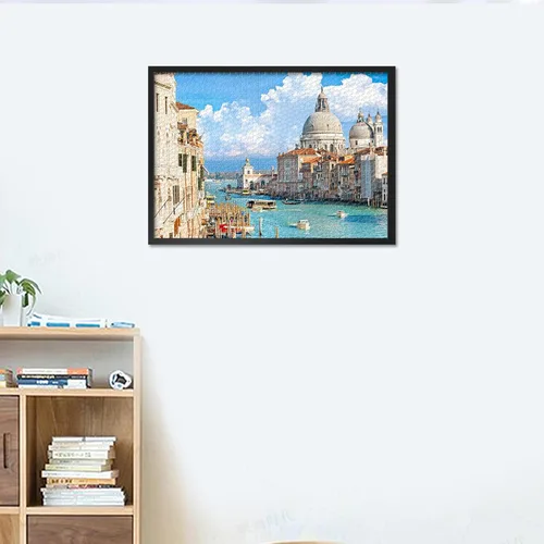 Vista 6 de Rompecabezas de Venecia para adultos de 1000 piezas, rompecabezas del Gran Canal, Basílica de Santa María Della Sa, rompecabezas para adultos