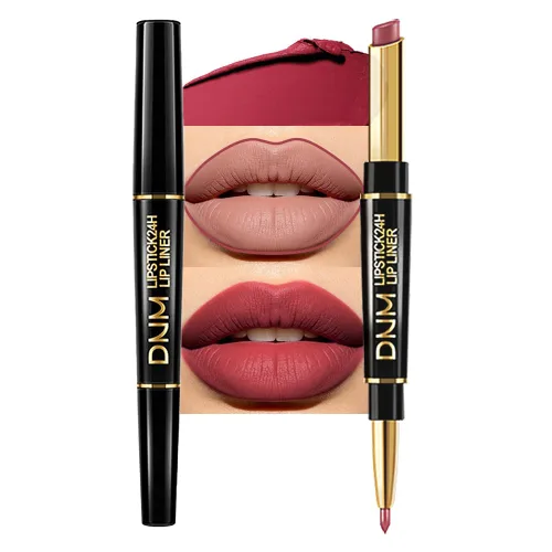 Vista 28 de evpct Juego de 1 lápiz labial y delineador de labios rojo rubí para mujer, kit mate con delineador de labios, manchas de labios duraderas