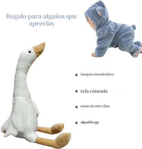 Vista 2 de Peluche de cisne de 15.7 pulgadas, peluche de ganso blanco, regalo para niños