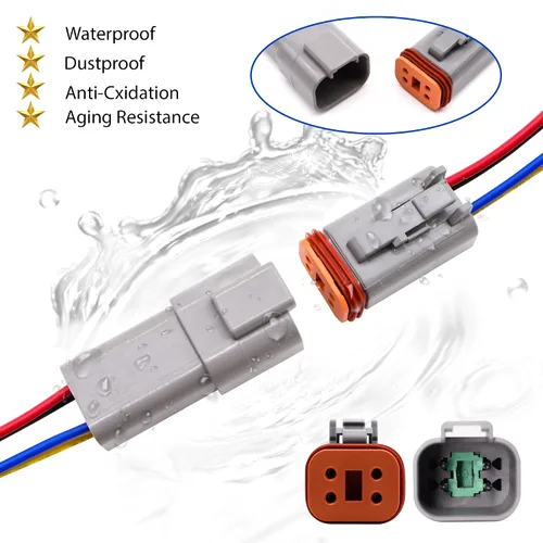 Vista 4 de HiSport Kit impermeable de conectores DT de 4 pines, 4 conectores macho y hembra para coche, camión, barco, conector Dt, 1 juego