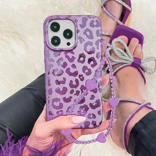 Vista 7 de VELVET CAVIAR Funda compatible con MagSafe para iPhone 15, probada en caídas de 10 pies, estampado de leopardo y amatista morada