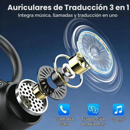 Vista 5 de Auriculares de traducción AI en tiempo real, traductor de 134 idiomas Oro rosado