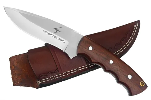 Vista 12 de Cuchillo de Acero de Damasco con Funda de Cuero – Cuchillo de Hoja Fija de Espiga Completa de 7.5" con Mango de Madera de Palisandro de 4