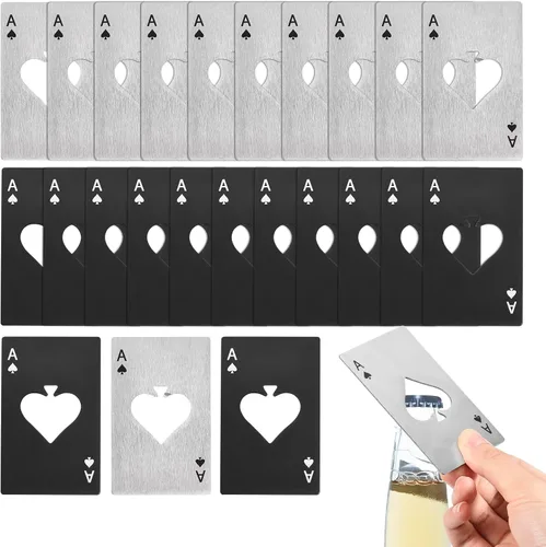 Vista 7 de uxcell Abrebotellas Ace of Spades, 10 unidades, de acero inoxidable, tamaño de tarjeta de crédito, abrebotellas de cerveza para bodas, fiestas
