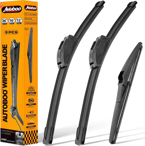 Vista 10 de AUTOBOO Limpiaparabrisas de 15 + 15 pulgadas con limpiaparabrisas trasero de 13 pulgadas de repuesto para Jeep Wrangler JK 2008-2018, Jeep Wrangler
