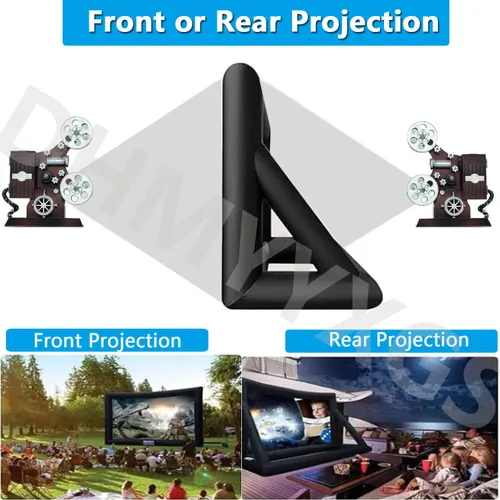 Vista 6 de Pantalla de cine inflable, pantalla de cine inflable para exteriores, para fiestas de cine en el patio trasero al aire libre con soplador de aire