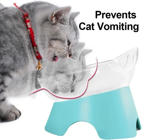 Vista 3 de MILIFUN Platos Elevados para Comida de Gatos con Soporte, Platos para Comida o Agua, Tazón Inclinado, Plato para Mascotas con Soporte