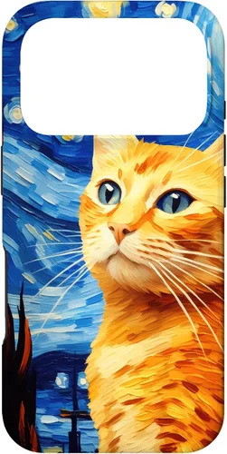 Vista 30 de Orange Tabby Cat Starry Night Vincent Van Gogh - Carcasa para iPhone 17