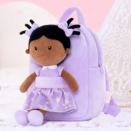 Vista 52 de Onetoo Mochila para niños pequeños, regalos de regreso a clases, mochilas para niñas y niños con muñecas de bebé ligeras y suaves en vestido