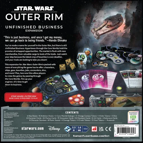 Vista 3 de Asmodee Star Wars: Outer Rim - Expansión Negocios Pendientes - Juego de estrategia, juego de aventura para niños y adultos, mayores de 14 años, 1-4
