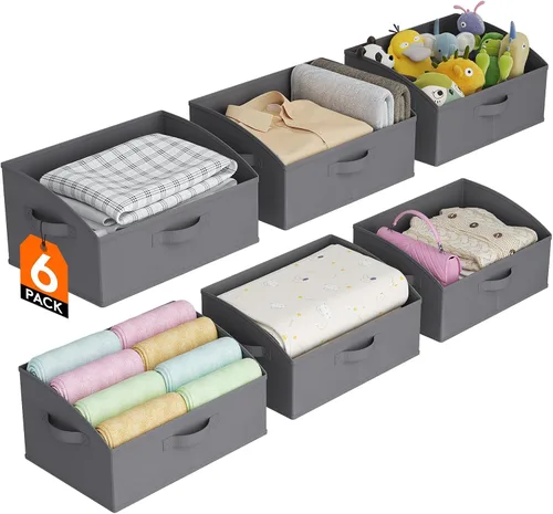 Vista 12 de Lifewit - Cestas organizadoras para armario, cestas trapezoidales medianas de almacenamiento para estante, paquete de 6 unidades, cestas