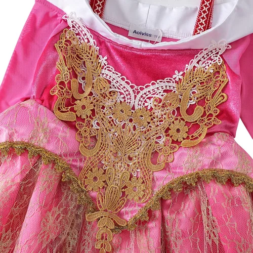 Vista 4 de Aoiviss Disfraz de princesa Aurora para dormir para niñas, ropa de cosplay