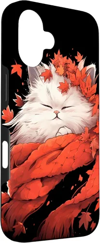 Vista 3 de Persian Cat Kitten Autumn Fall Leaves Thanksgiving Case for iPhone 16