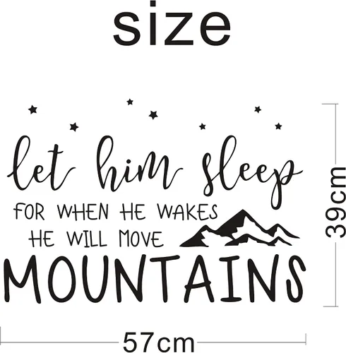 Vista 4 de Calcomanía de pared con texto en inglés «Kids Let Him Sleep for When He Wakes He Will Move Mountains», calcomanías de pared de vinilo
